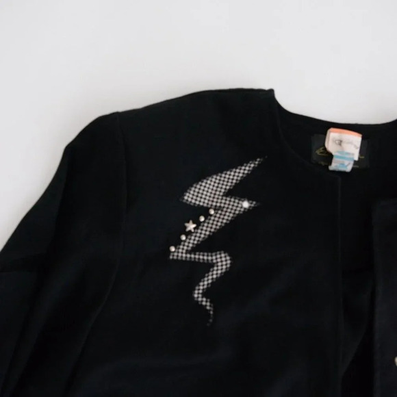 Vintage Eric Ryan Black "Stars & Bolt" Design Open Face Blazer - Picture 10 of 13